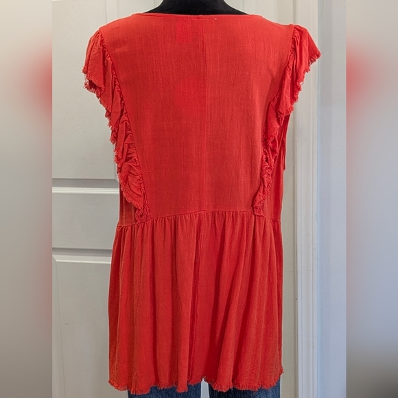 Women's Ruffled Red Top - Picture 3 of 3